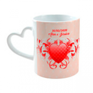 CANECAS DE CERÂMICA CORAÇÃO 325ML BRANCA Caneca coração branca 200x90mm 4X0 Sem verniz  - 1 á 25 Unidades