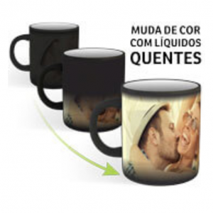 CANECAS DE CERÂMICA MÁGICA TERMOSSENSÍVEL 325ML PRETA FOSCA Caneca magica preto fosco 200x90mm 4X0 Sem verniz  - 1 á 5 Unidades
