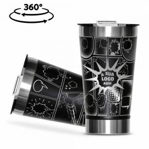 Copos térmicos modelo com abridor gravação 360 470ml preto Modelo com abridor gravação 360 470ml preto 95x170mm 1x0 Sem veniz Gravacao a laser, Preto Peso 350g
